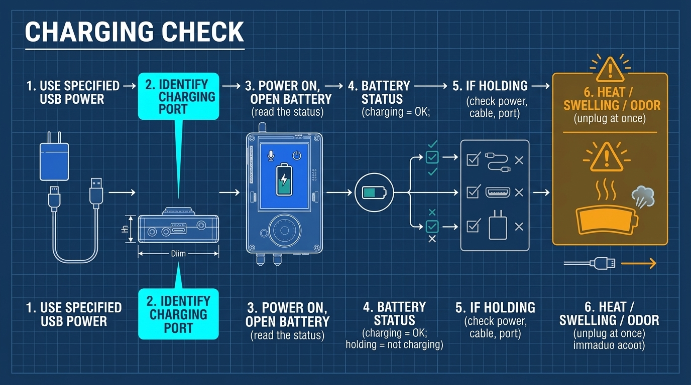 Li-Po Battery Charging Verification and Status Indicators