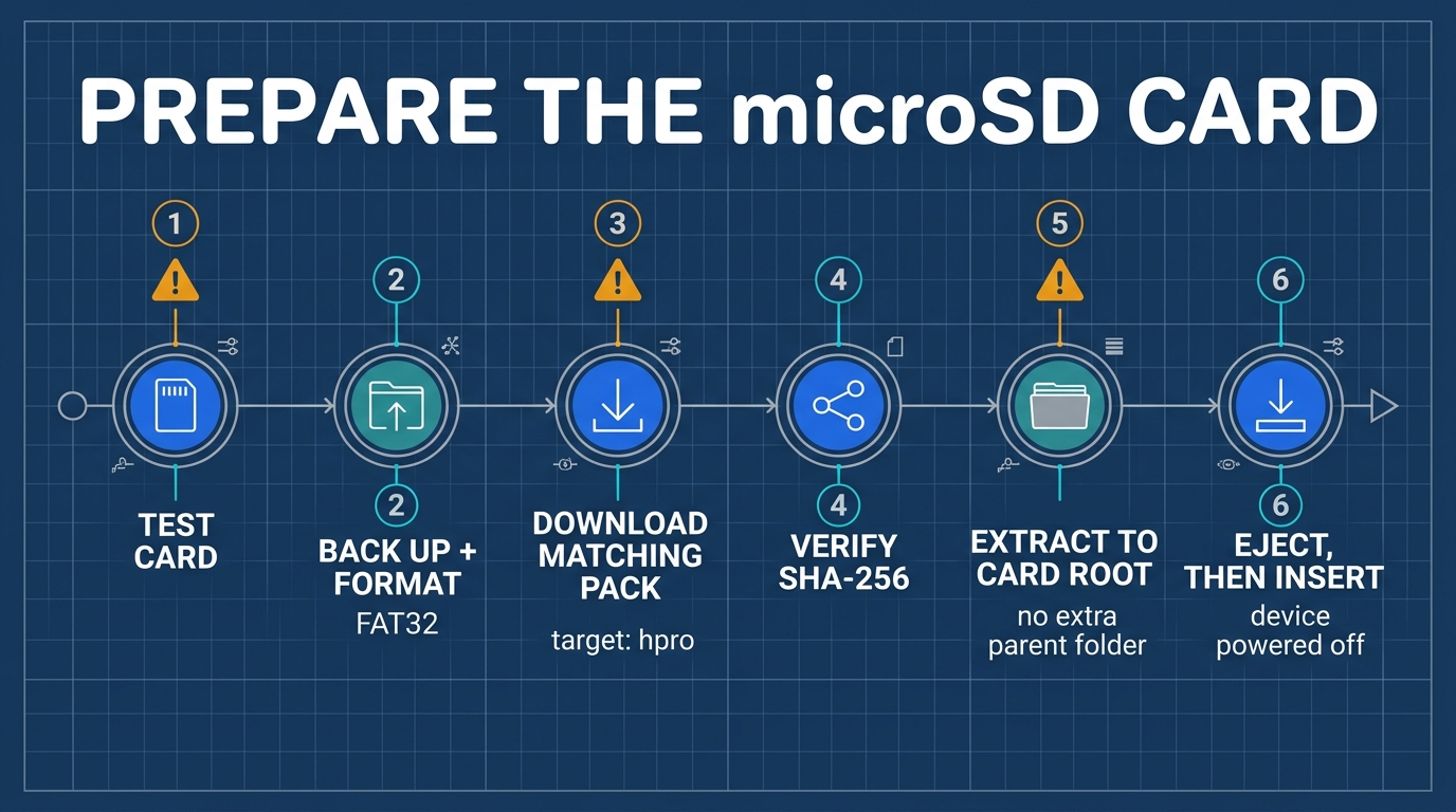 MicroSD Card FAT32 Formatting and Asset Deployment Flowchart